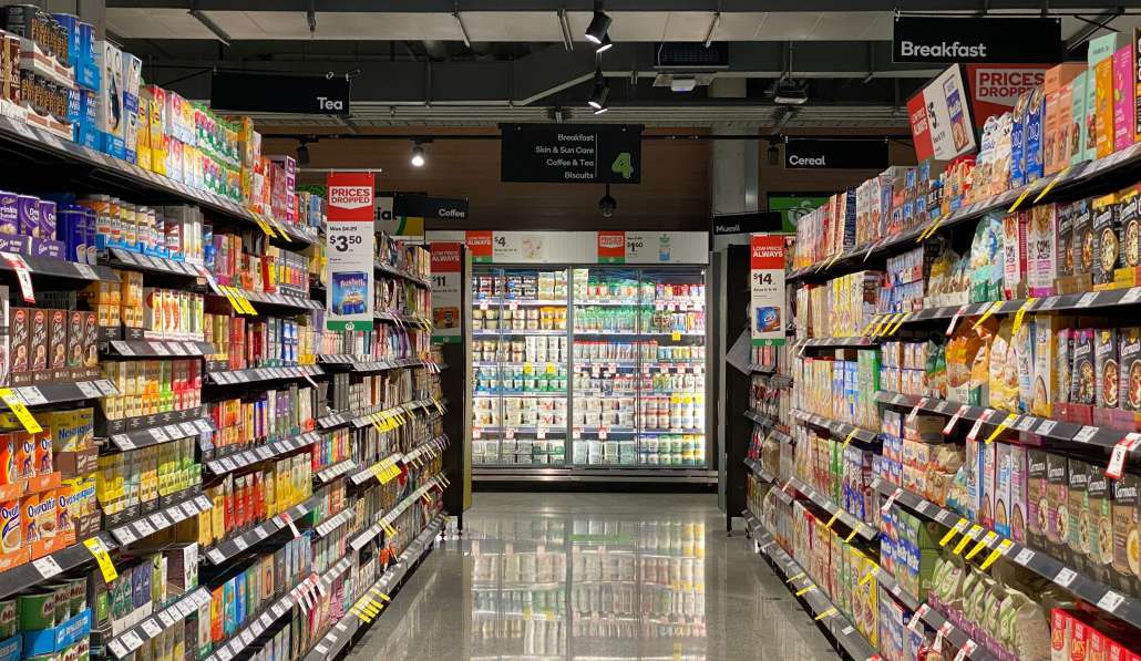 CPG Marketing Terminology - Grocery Store Aisle with CPGs