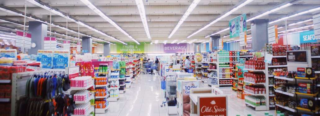 CPG Marketing Terminology - Supermarket Shelves with Assorted Products